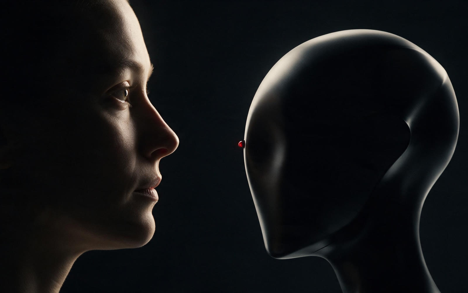 人間とロボットの目線を合わせたポートレート