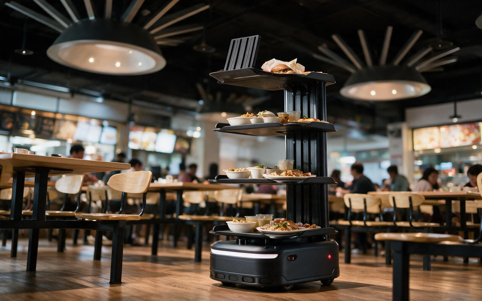 レストランで配膳するロボット