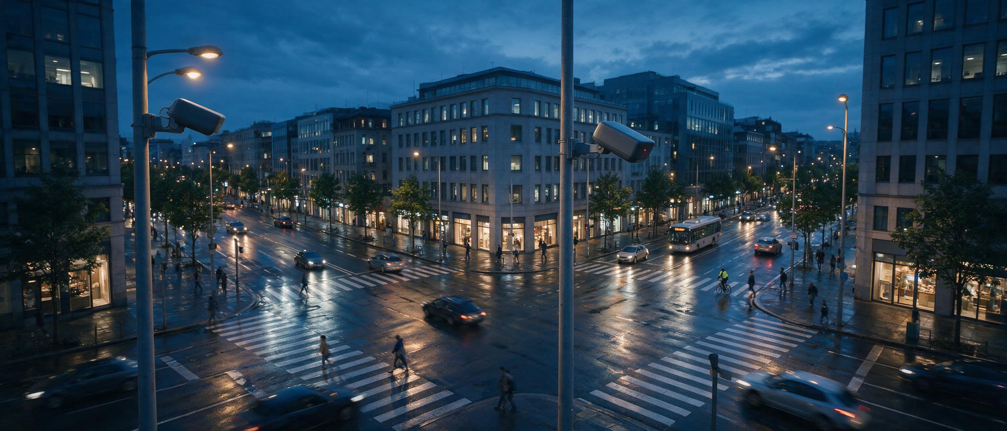 City intersection with sensing nodes